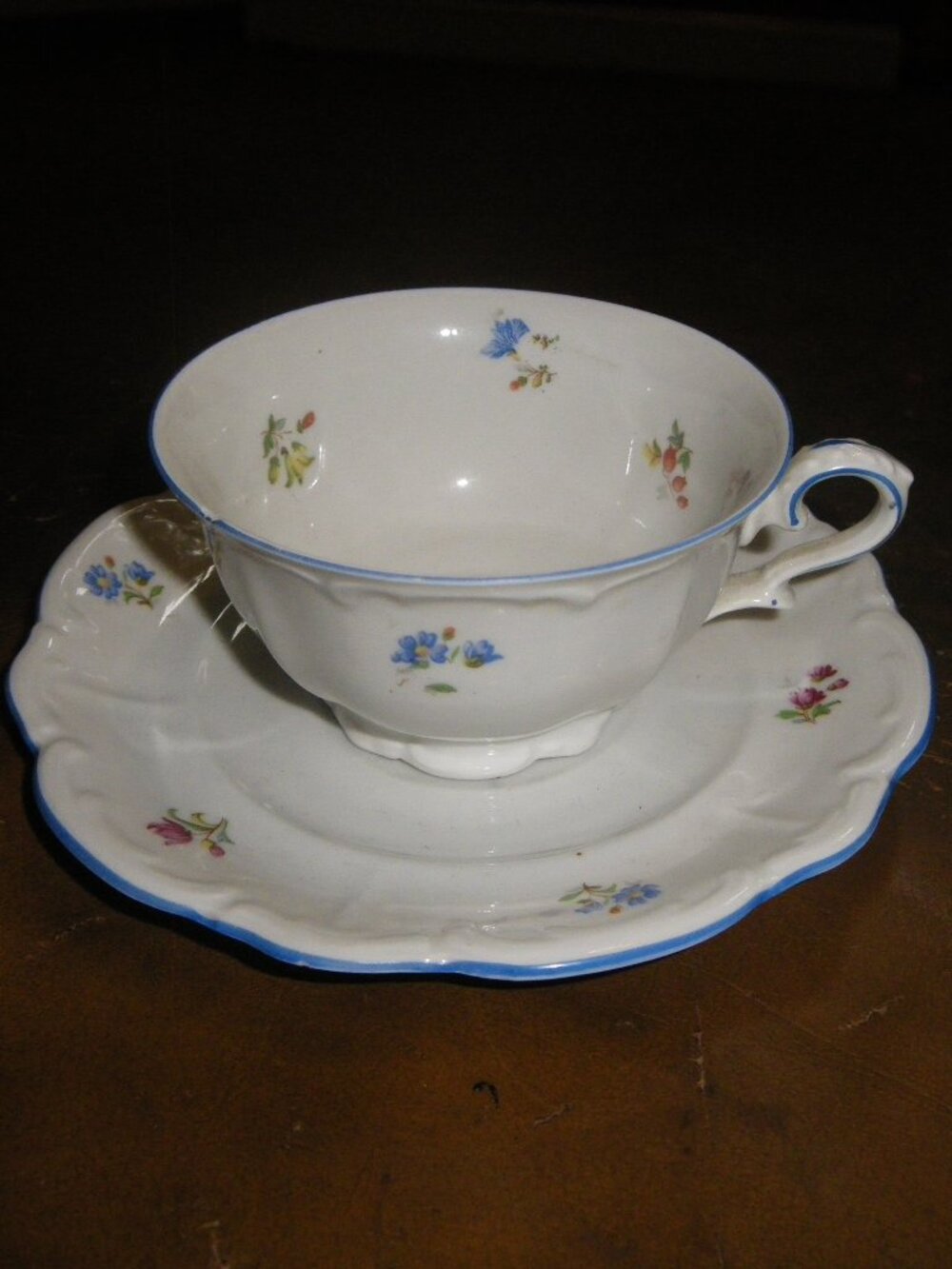 Vintage Bareuther Waldsassen Tea Cup Saucer Floral 1828 Bavaria Germany